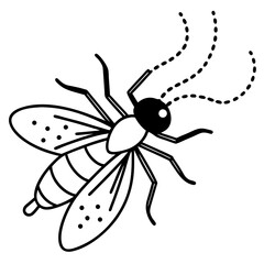 Small Insect with Glowing Tail – Dotted and Solid Line Art Illustration