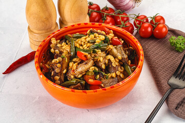 Eastern cuisine - Ptitim with beef and vegetables