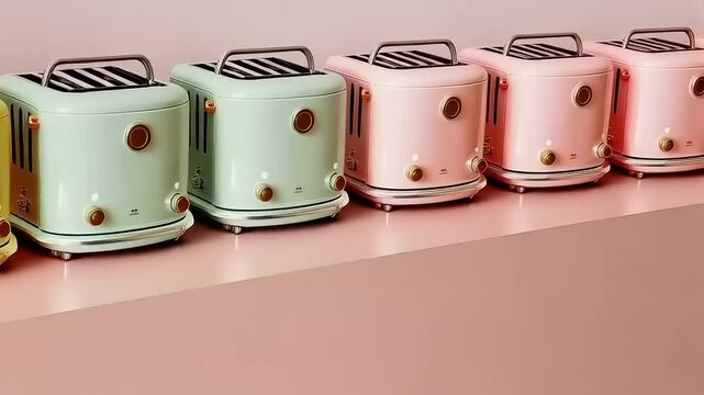 Stylish Pastel Toasters: A Trio of Retro Kitchen Appliances
