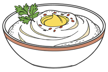 Hummus Bowl Food Vector Art