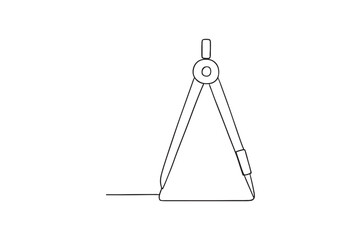 Drawing compass continuous one line drawing minimalism design