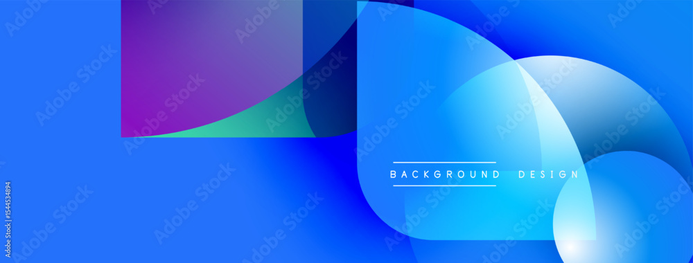 Poster Abstract blue background. Overlapping shapes create dynamic visual effect. Modern design elements suggest technology, innovation.