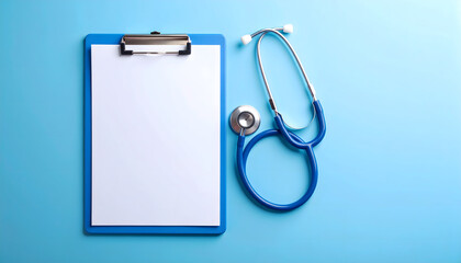 Clipboard with stethoscope and checklist