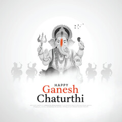happy ganesh chaturthi celebration background design, creative vector illustration.