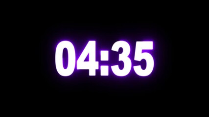 Five Minute Digital Timer. 5 Minute Digital Negative Countdown Sci-Fi light Effects electronic protection. HUD user interface with technology stopwatch Digital Countdown. Countdown Timer Indication - Powered by Adobe