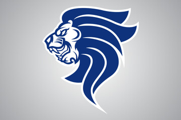 Dynamic and fierce lion head logo. Ideal for football, esports, or sports teams. Embodies strength, leadership, and power. Perfect for modern branding on apparel, digital media, and merchandise.