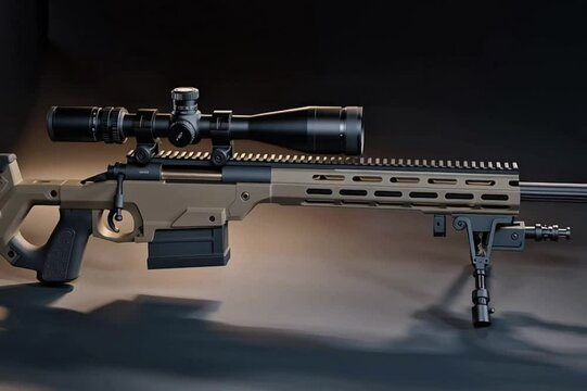 Modern Tactical Sniper Rifle on Clean Background