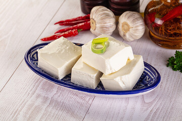 Greek traditional Feta cheese cubes