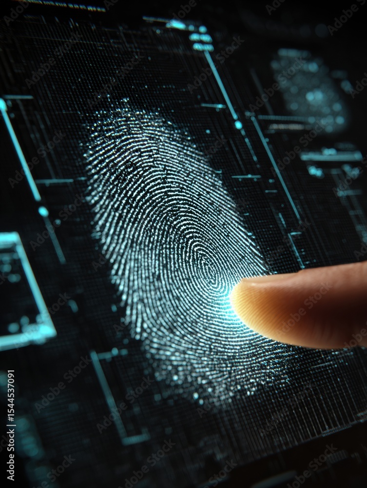 Leinwandbilder Digital Fingerprint Scanning Technology for Secure Identity Access and Authentication in Modern Systems