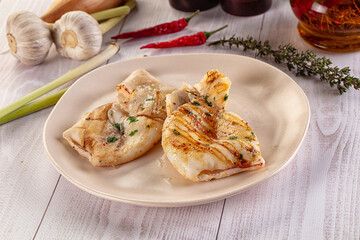 Fresh grilled calamari with herbs