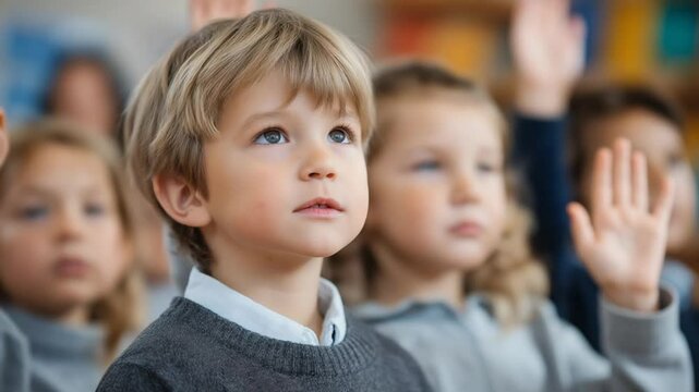 Schoolchildren in Classroom Engaged in Learning Activities