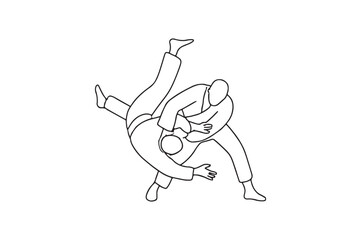 Judo Throw continuous one line drawing minimalism design