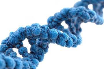 Detailed 3D DNA helix, vibrant blue