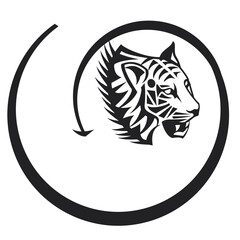 A stylized tiger's head appears within a black spiral. The image is a tattoo style graphic, as displayed among design asset options.

