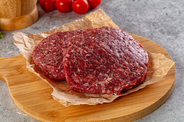 Raw beef burger cutlet for grill