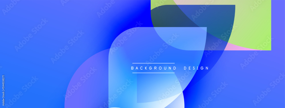 Poster Abstract blue background. Overlapping shapes create dynamic visual effect. Modern design elements present smooth gradients.