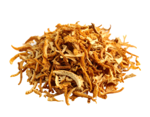 Pile of dried orange peel strips on a plain backdrop visual representation on transparent background