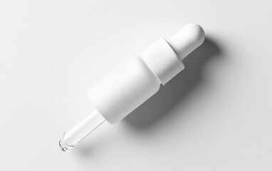 Close-up of a simple white dropper bottle, designed for precise application of beauty and wellness products. Generative AI.