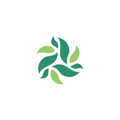 Abstract three leaf logo. leaf icon dynamic green color eco