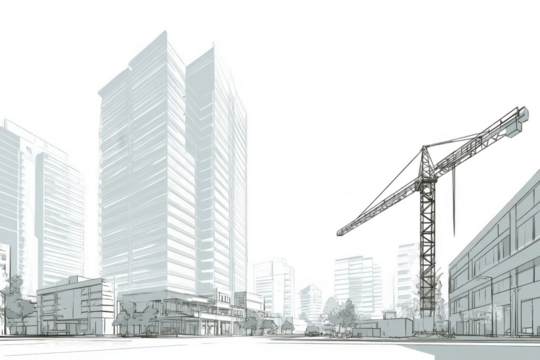 Cityscape under construction