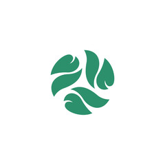 Abstract three leaf logo. leaf icon dynamic green color environmental