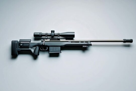 Modern Tactical Sniper Rifle on Clean Background