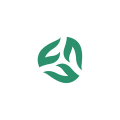 Abstract three leaf logo. leaf icon dynamic green color minimalist