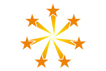 Vector star with a round circle isolated on a white background. has a shadow so it appears to be moving