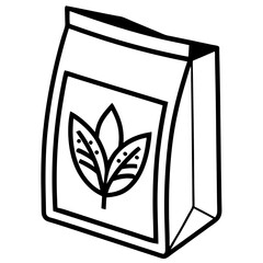 Seed Packet with Leaf Emblem and Seed Details – Clean Line Packaging Illustration