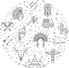 Content creation and writing-themed doodle icon set arranged in a circular layout. Includes elements like typewriters, paper, pens, chat bubbles, tablets, keyboards, quill pens, light bulbs, megaphone