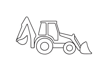 Naklejka premium Backhoe Loader continuous one line drawing minimalism design