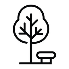 Obraz premium City Park Tree Icon, Vector, Illustration, Outline, Line Art, Silhouette, Logo, White Background.