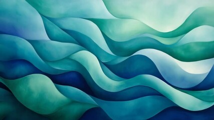 Abstract Ocean Waves: Teal and Blue Serenity