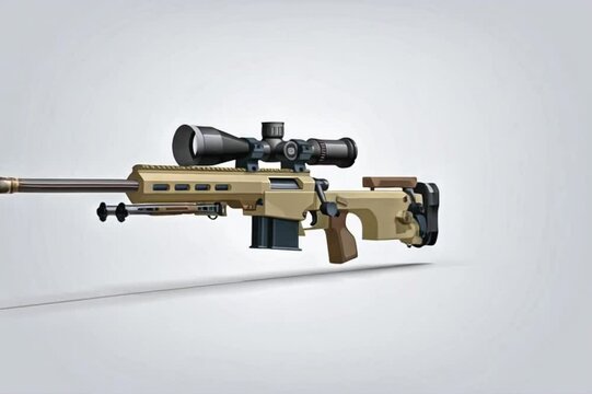 Modern Tactical Sniper Rifle on Clean Background