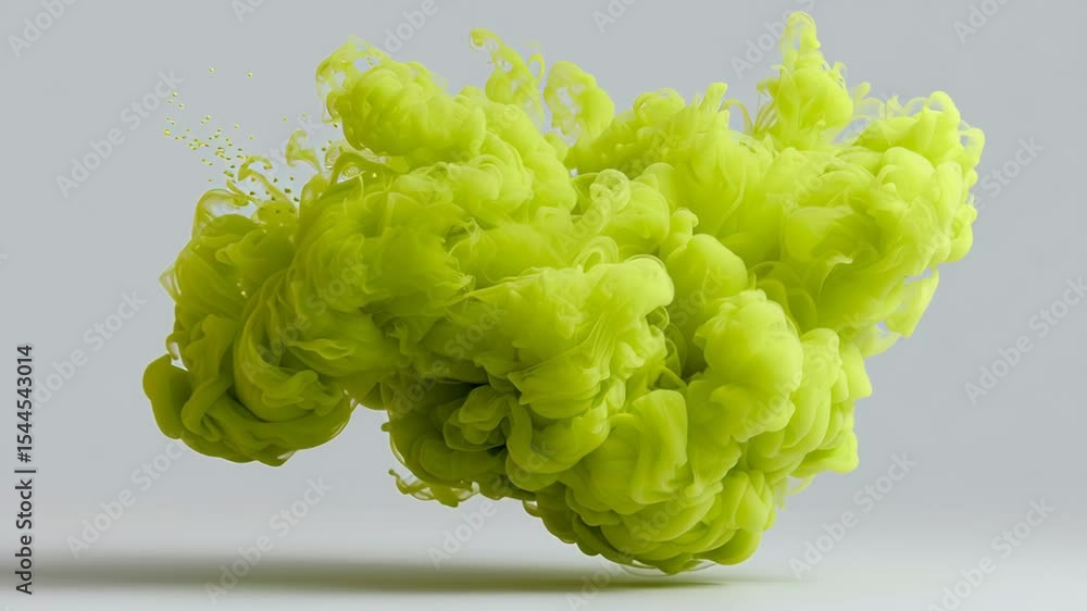 Aufkleber vibrant green smoke swirling in the air, creating an abstract cloud formation against a soft gray ba