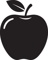 Simple Black and White Apple Illustration Fresh Fruit Design Orchard Harvest Nutrition Symbol Modern Graphic for Print
