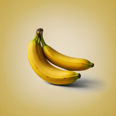 Minimalist poster-style illustration of a single banana centered on a solid, uniform pale yellow background. The banana is ripe with smooth texture and natural curves.