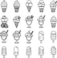 Delicious Assortment of Ice Cream Treats A Variety of Cones Sundaes and Popsicles Featuring Classic and Creative Flavors for Refreshing Indulgence