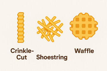 Illustrative Guide to French Fry Cuts Crinkle Cut Shoestring and Waffle Styles