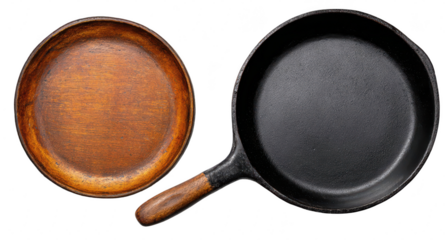 Cast Iron Skillet, Wooden Handle