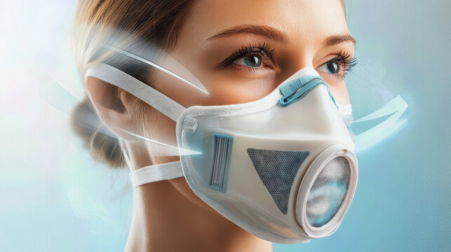 Woman wearing futuristic mask concept art