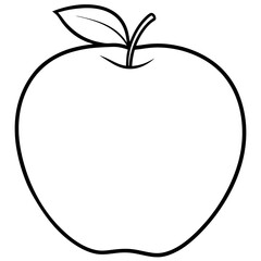Minimal Apple with Single Leaf – Smooth Contour Line Art Illustration