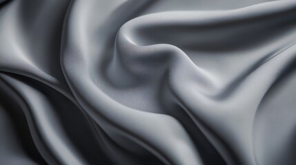 Fototapeta premium Close up of soft gray fabric with elegant folds and subtle texture creating a smooth and flowing shape
