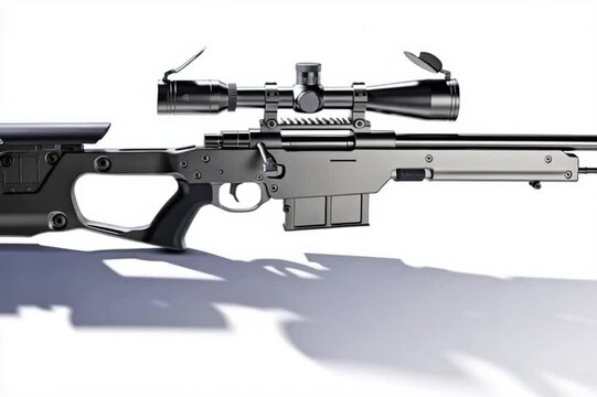 Modern Tactical Sniper Rifle on Clean Background