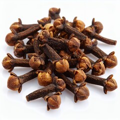 Fototapeta premium Aromatic clove buds clustered closely together displaying spice diversity on white background