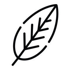 Cypress Leaf Icon, Vector, Illustration, Outline, Line Art, Silhouette, Logo, White Background.