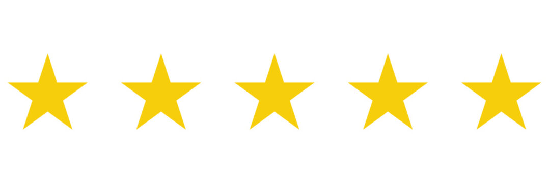 Customer rating feedback concept. Five stars review icon set. For mobile applications. yellow 5 star icon vector.