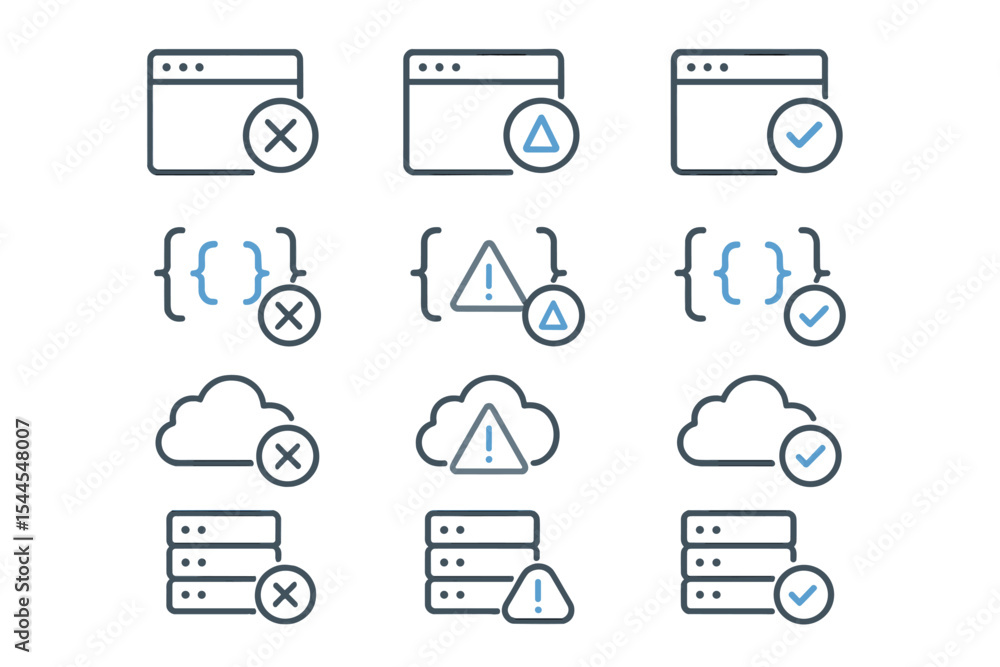 Poster seamless pattern of cloud and browser icons with alerts and checks