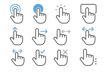 Gesture icons for touchscreen interactions on a dark background