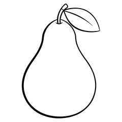 Elegant Pear with Subtle Stem and Leaf – Minimal Line Art Illustratio